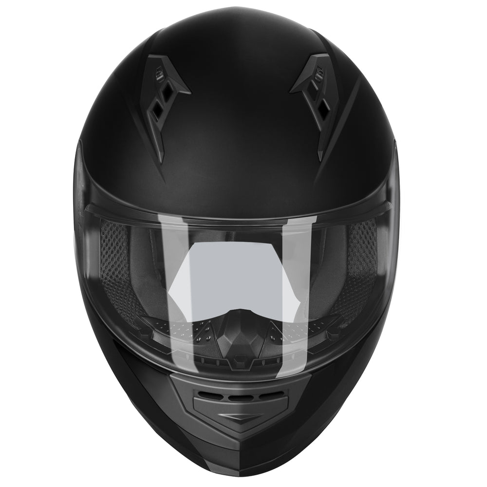 GLX GX11 Compact Lightweight Full Face Motorcycle Street Bike Helmet with Extra Tinted Visor Dot Approved (Matte Black Large)